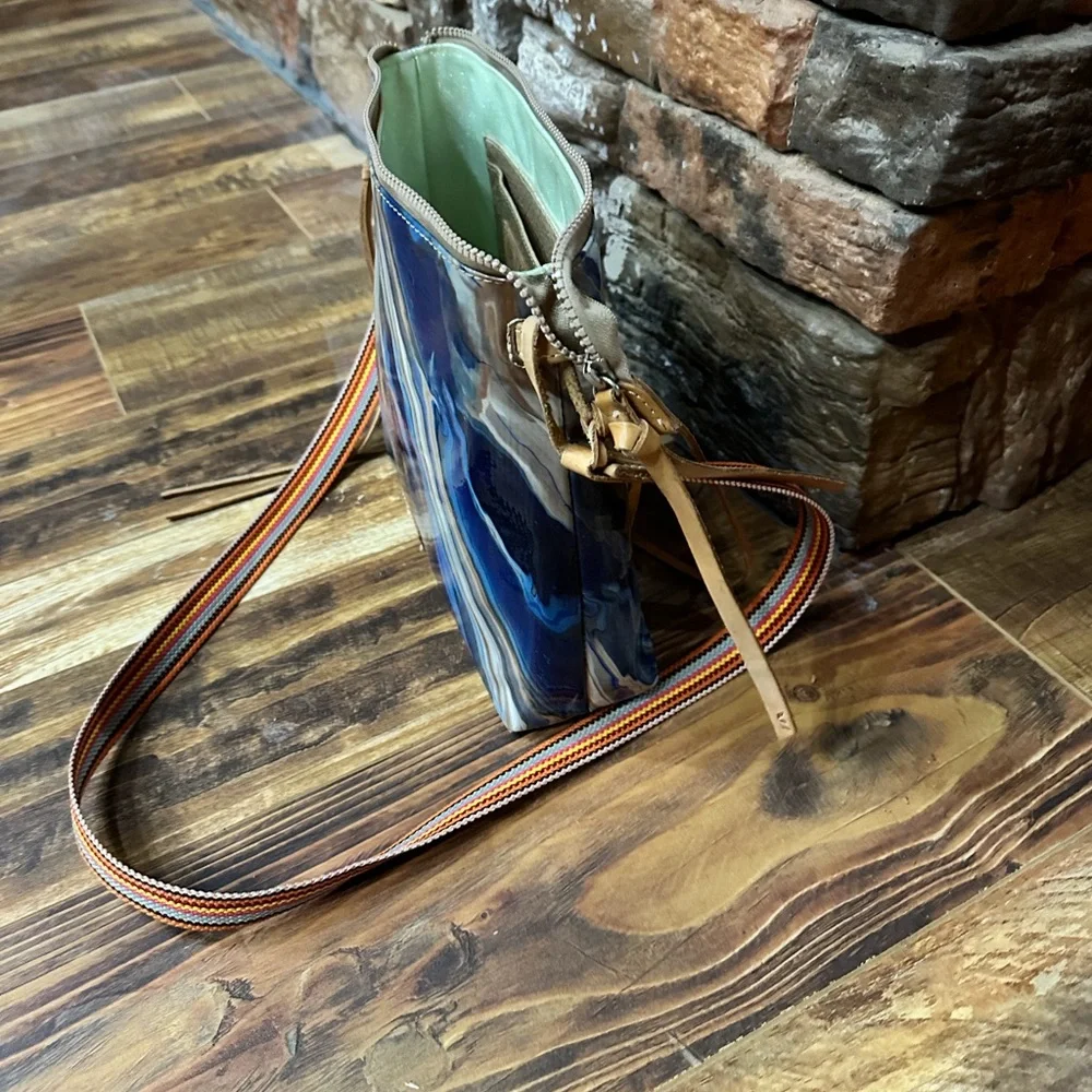 Consuela Artistic Blue and Tan Crossbody Bag - Picture 2 of 4